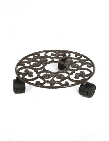 Porte plante en fonte sur roulettes